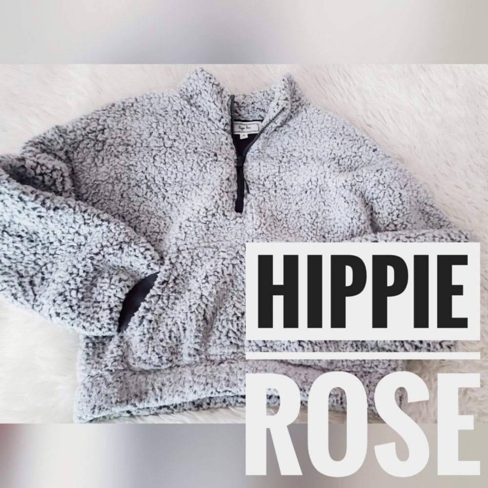 *NEW* Fuzzy Gray Teddy Bear Pullover Sweater | Hippie Rose, XS